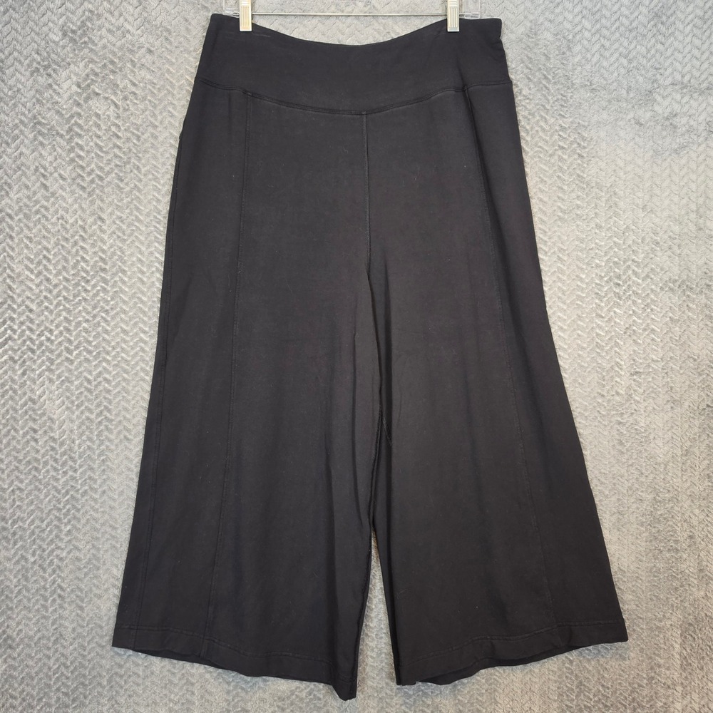 Lululemon Black Wide Leg Crop Pants High Rise Seam Detail Size 12